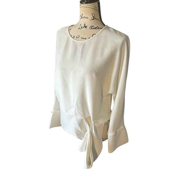 Purification Garcia Crew Neck Long Sleeve Bell Ruffle Cuffs Waist Tie Sz 40 - Picture 3 of 10